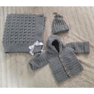 Cozy Gray Knit Baby Set